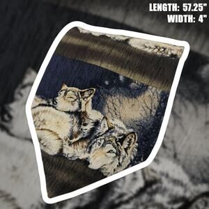 Vintage 1988 Endangered Species Untitled Bonnie Marris Wolf Silk Tie 57.25"